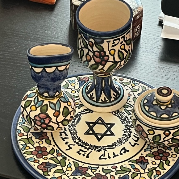 Colorful Ceramic Kiddush Set - Picture 1 of 1